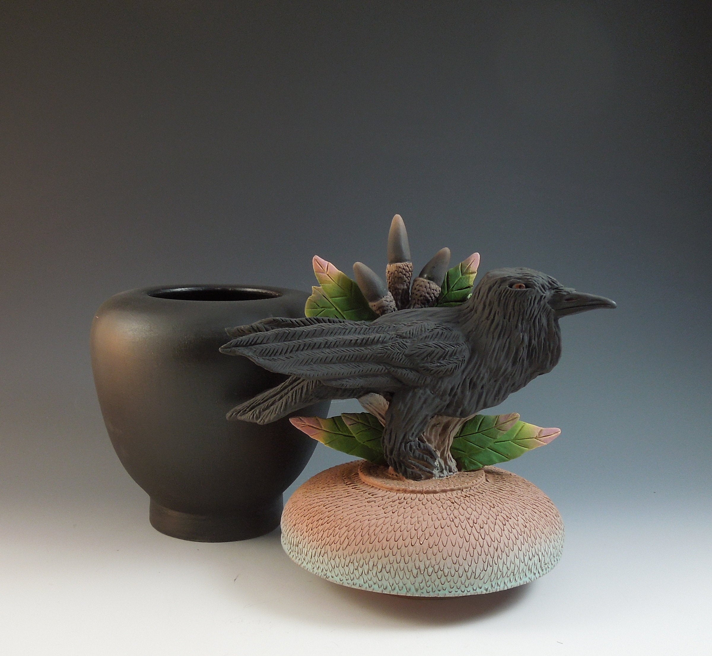 Raven on Black Acorn Box