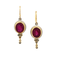 Ruby & Champagne Diamond Earrings