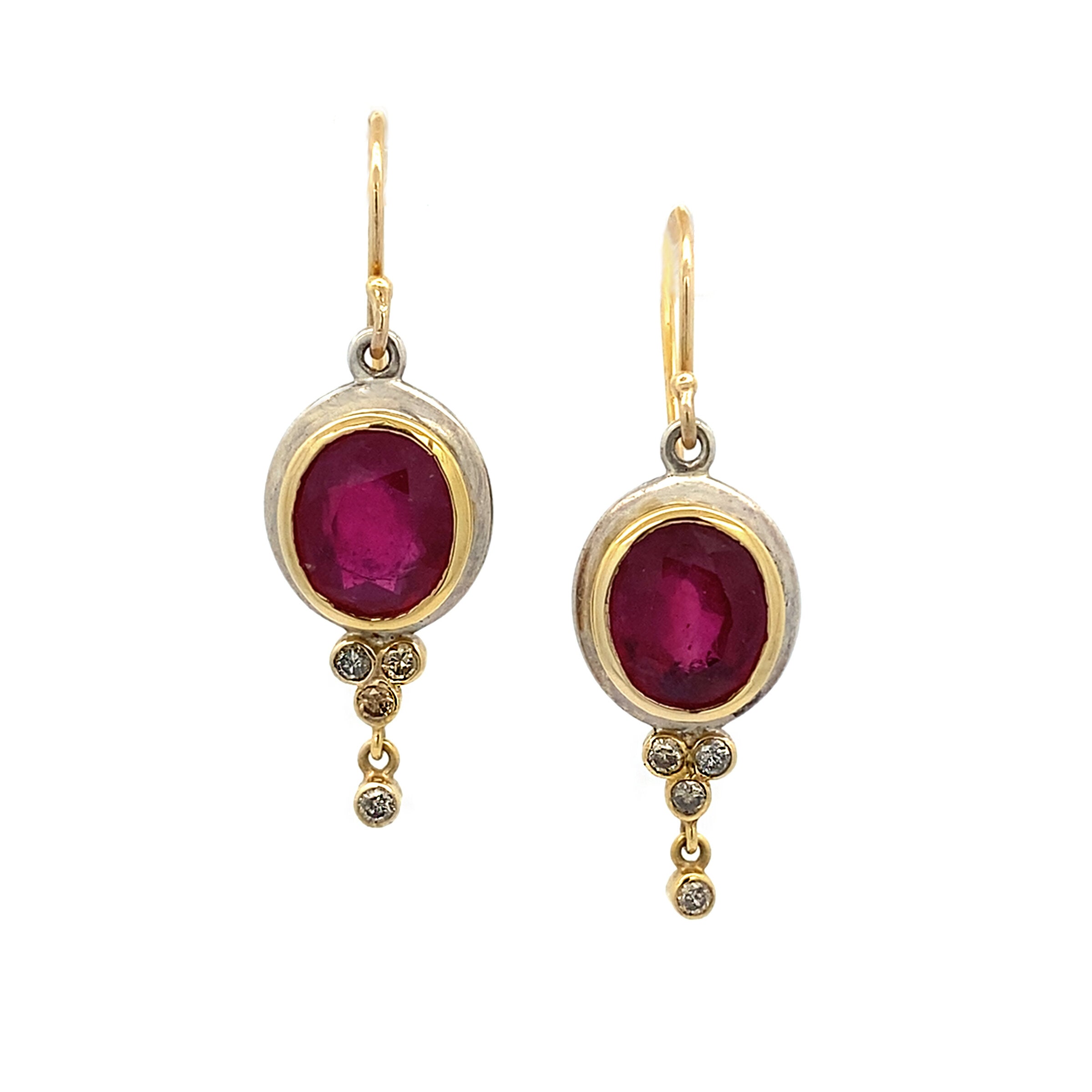 Ruby & Champagne Diamond Earrings
