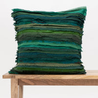 Green Wavy Stripe Vintage Patch Pillow