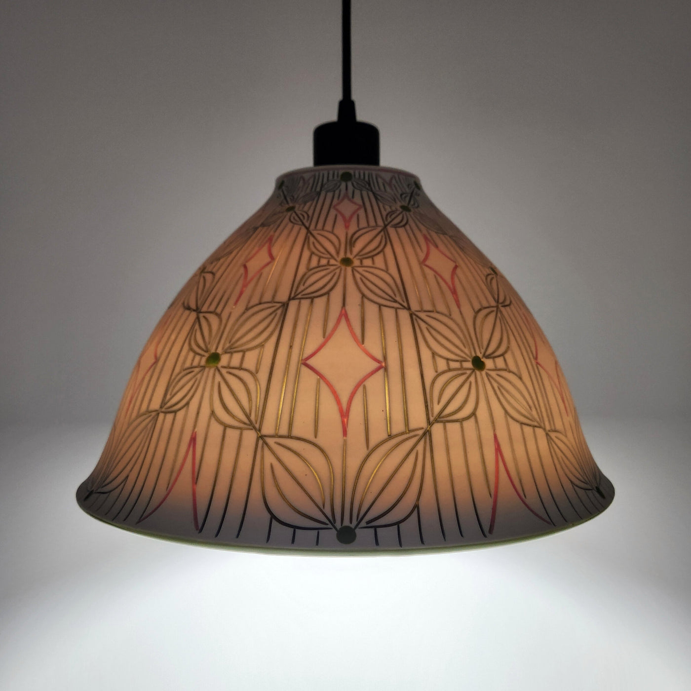 Blonde Petal and Line Porcelain Pendant