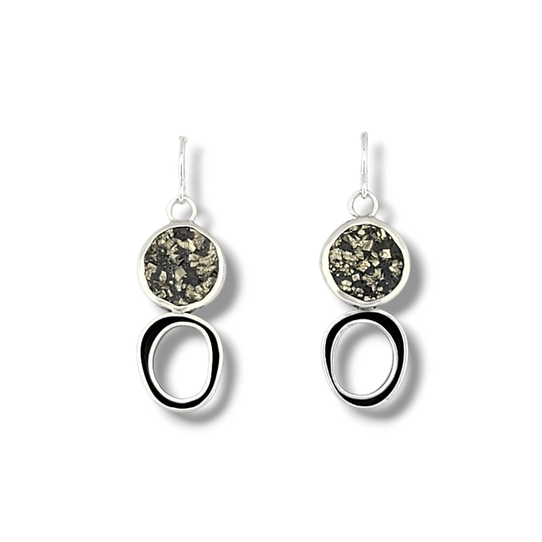 Pyrite-in-Slate Organic Earrings