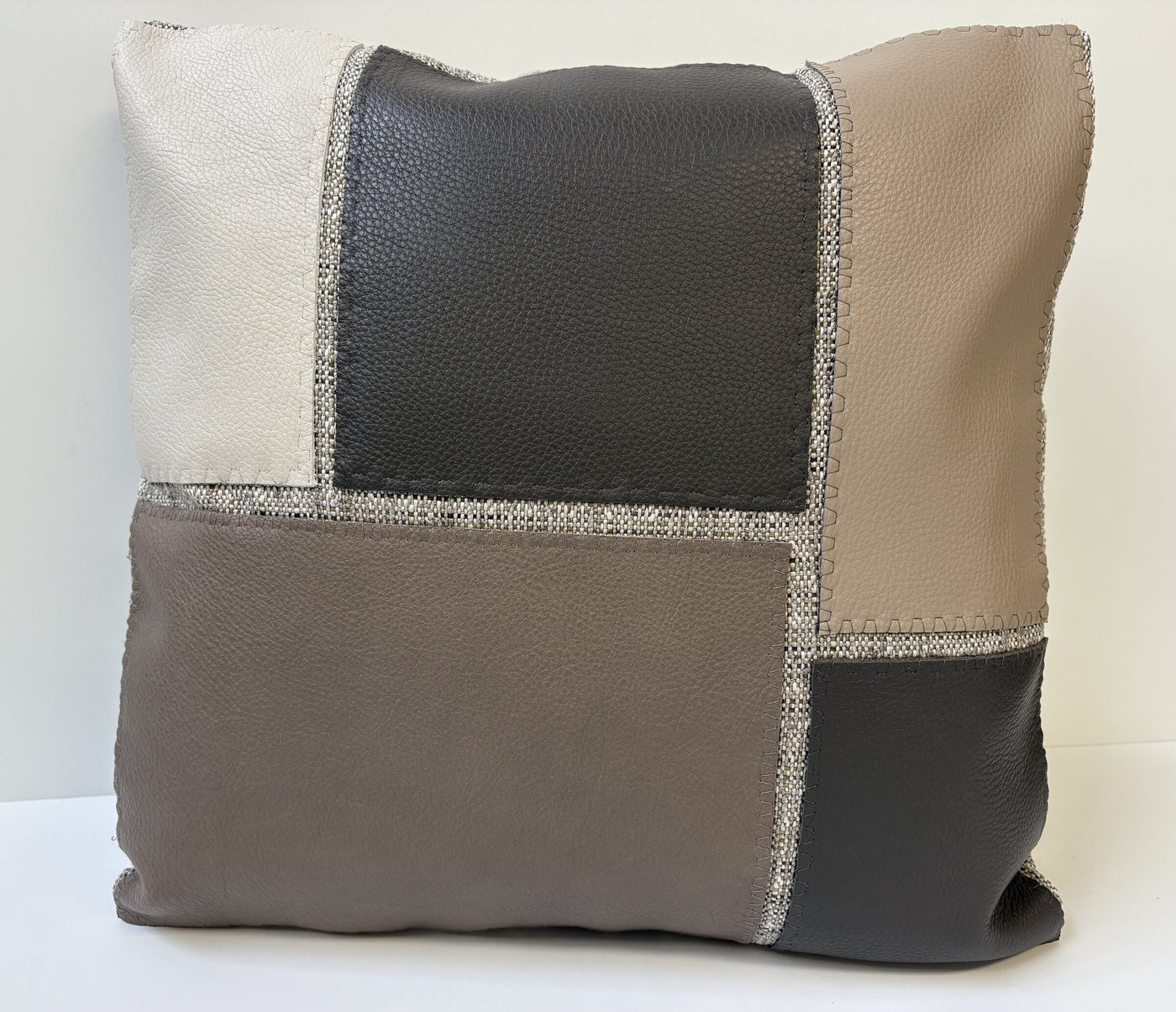 Leather Appliqued Color Block Pillow #2