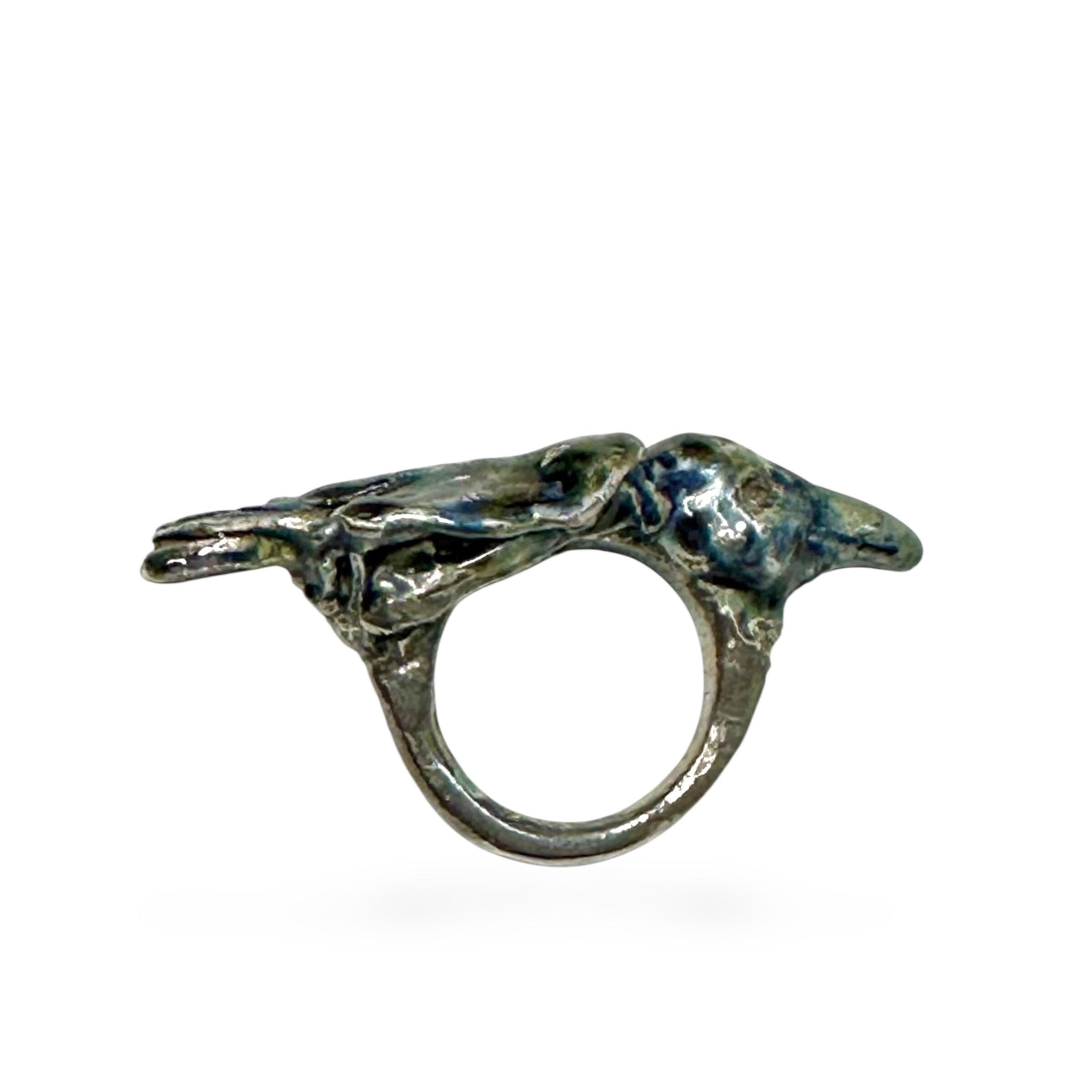 Enameled Ravin Talisman Statement Ring