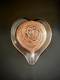 White Cane and Gold Aventurine Spiral Pattern Heart