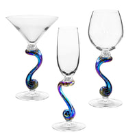 left to right: martini, flute, wine