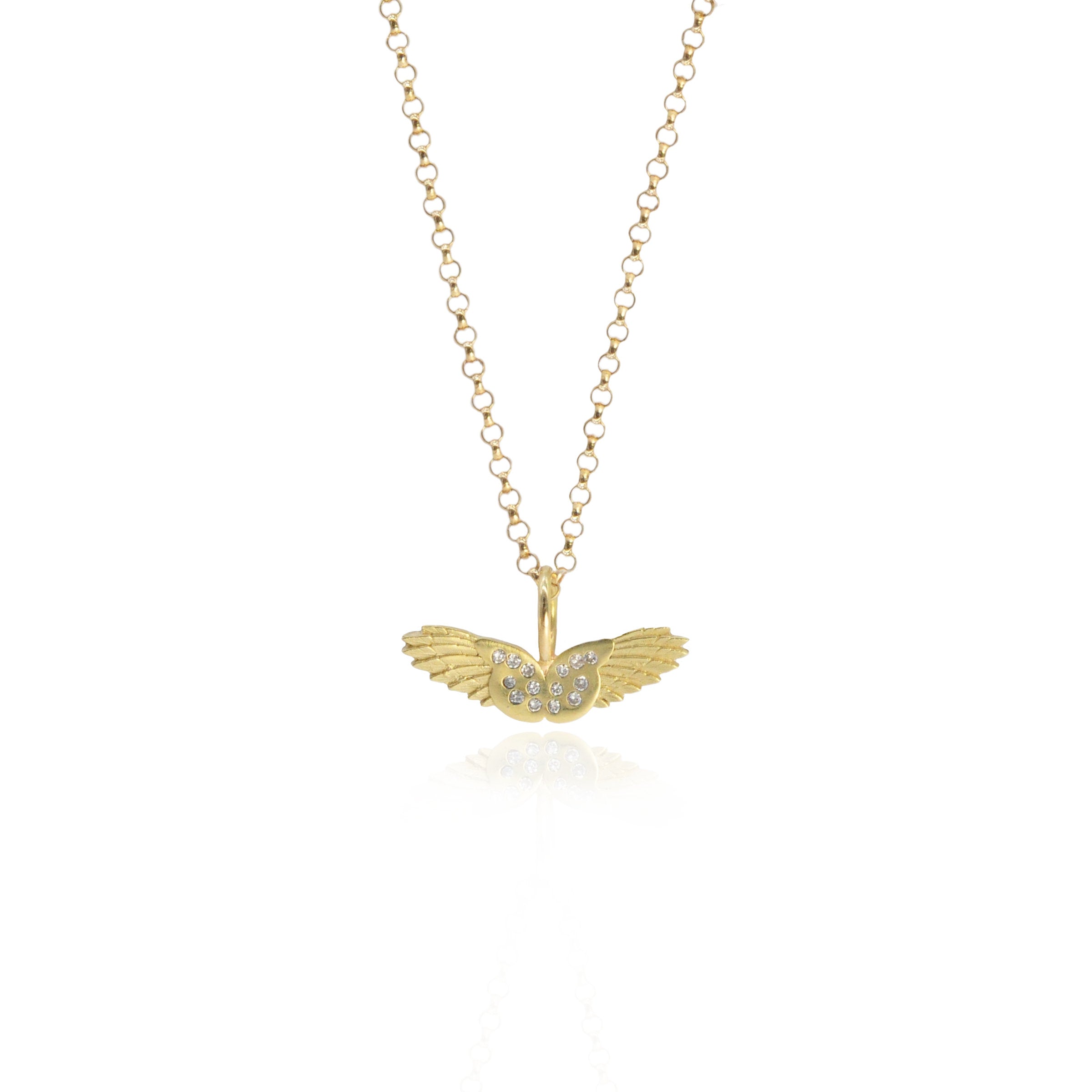 Small Gold & Diamond Wings Pendant