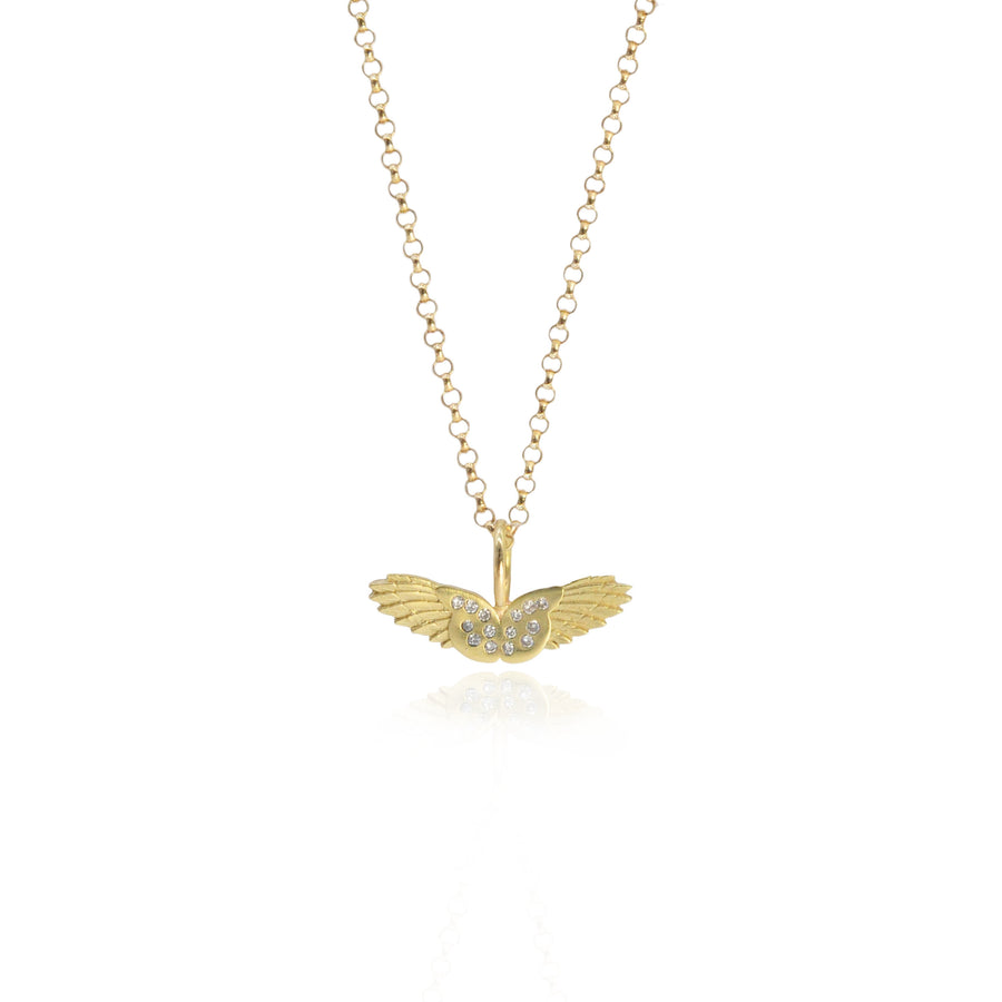 Small Gold & Diamond Wings Pendant