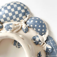 Plaid and Polka Dot Rose Wall Sculpture