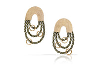 Rose Gold & Pyrite Three Strand Arch Earrings