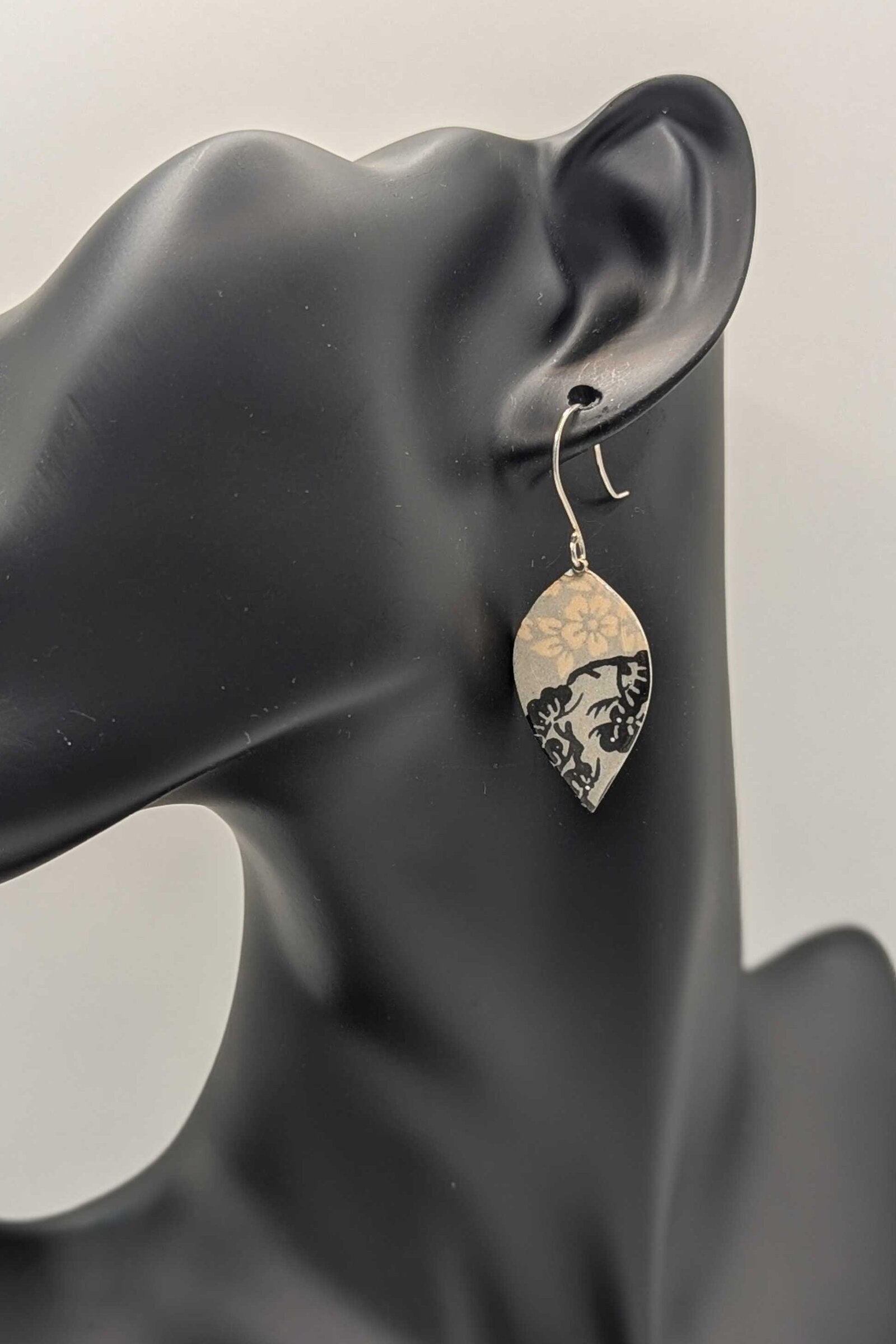Black & Cream Kimono Petal Earrings