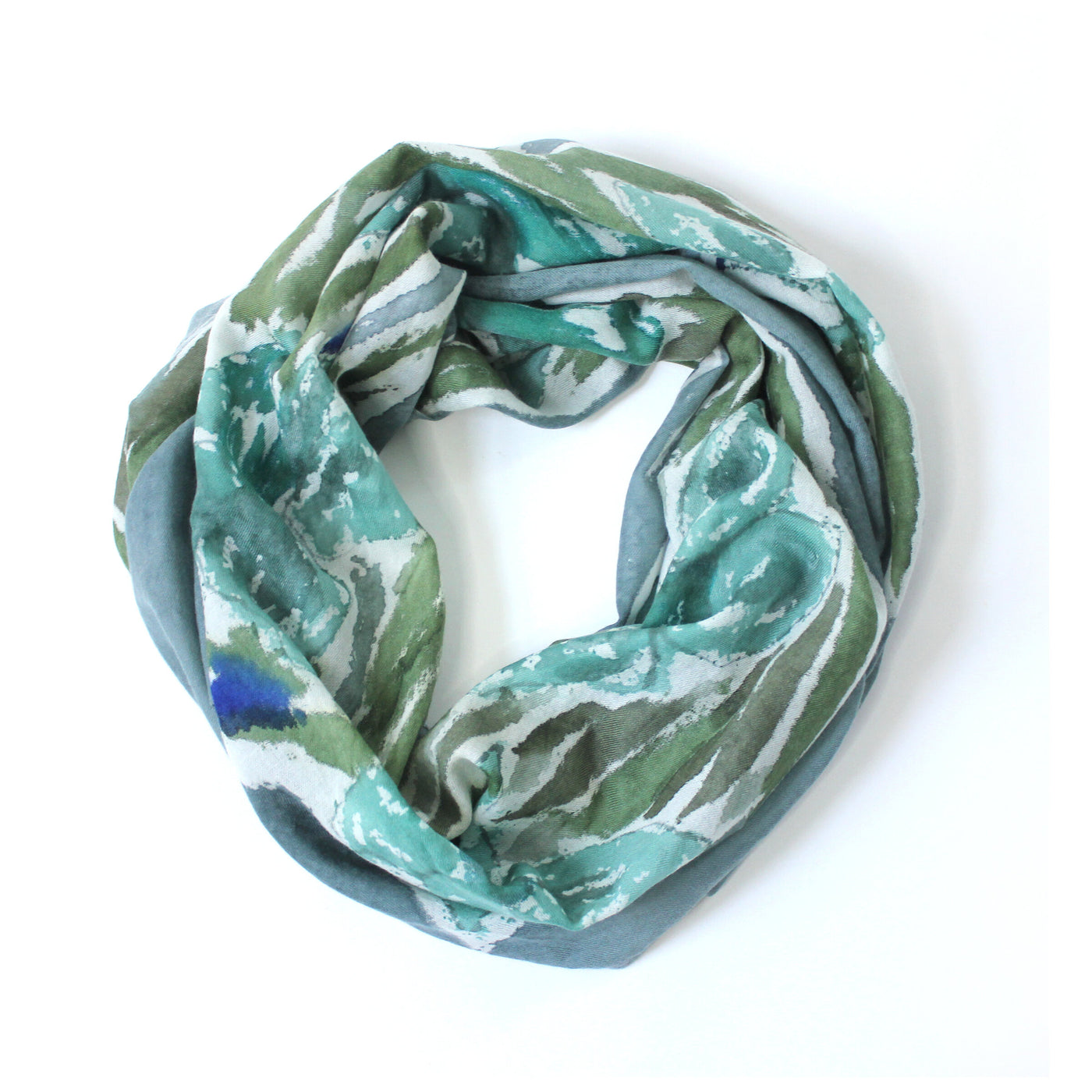 Daffodil Teal - Hand Painted Cashmere blended scarf