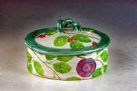 Plum and Cherry Oval Lidded Dish