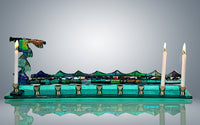 Aqua Dichroic Menorah