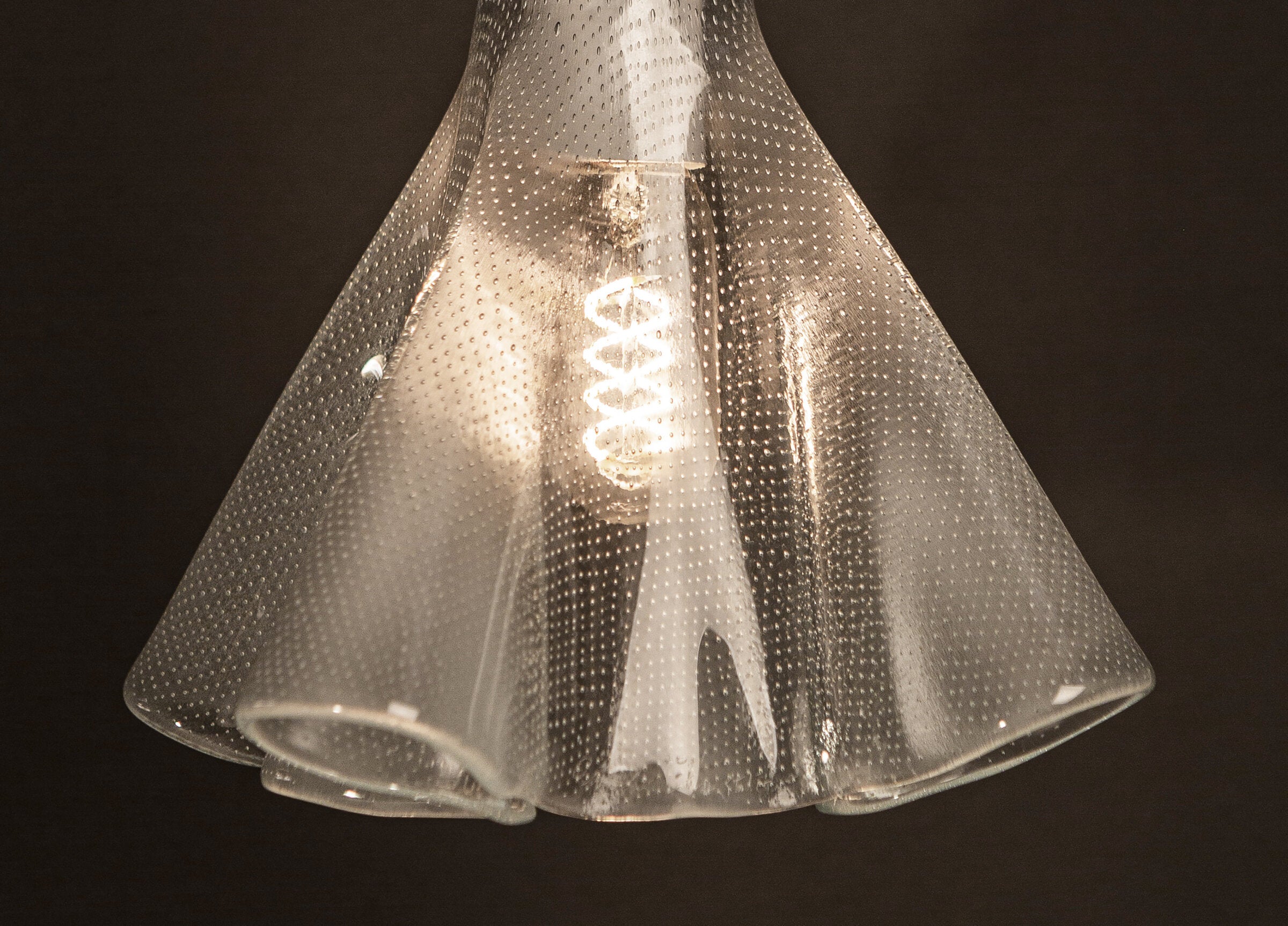 Fluted Champagne Bubble Glass Pendant