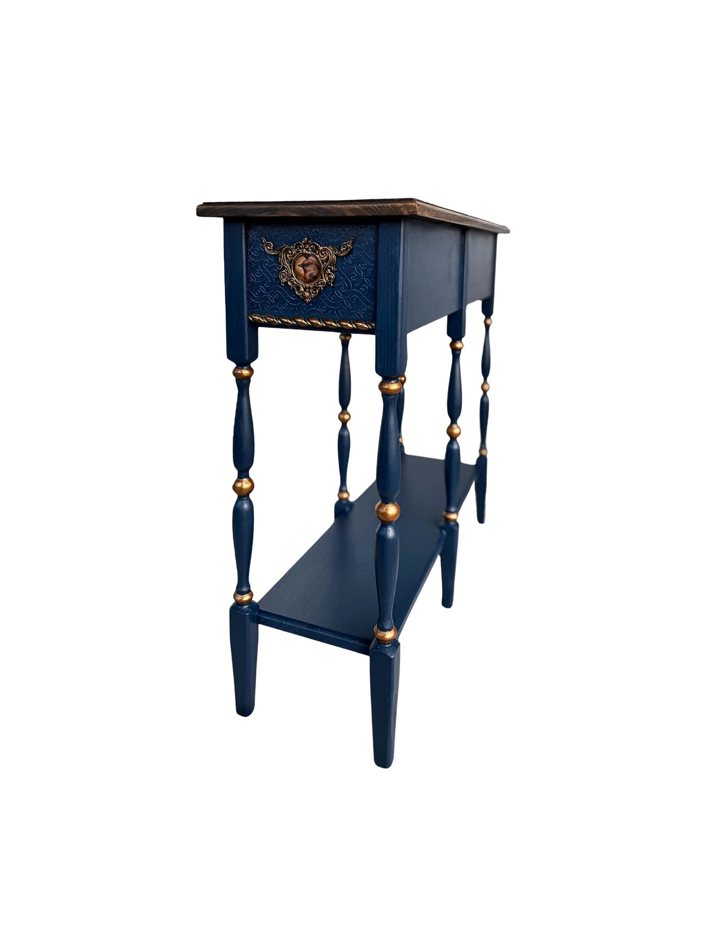 Blue Vintage Bird Console Table