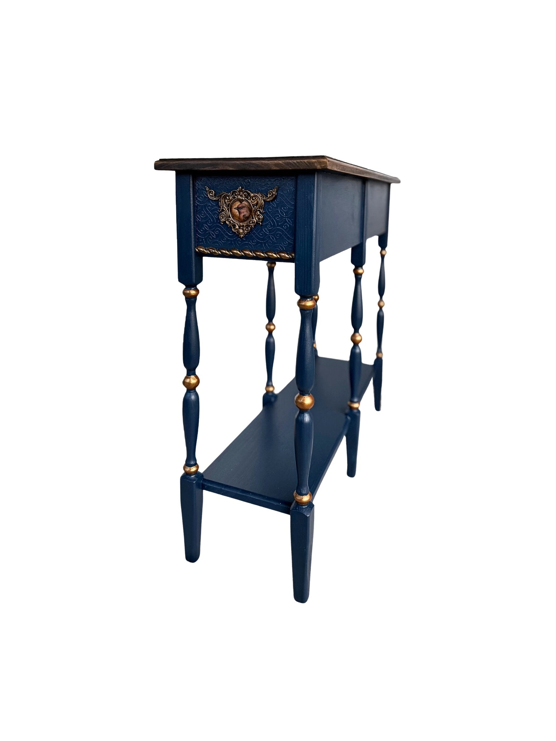Blue Vintage Bird Console Table