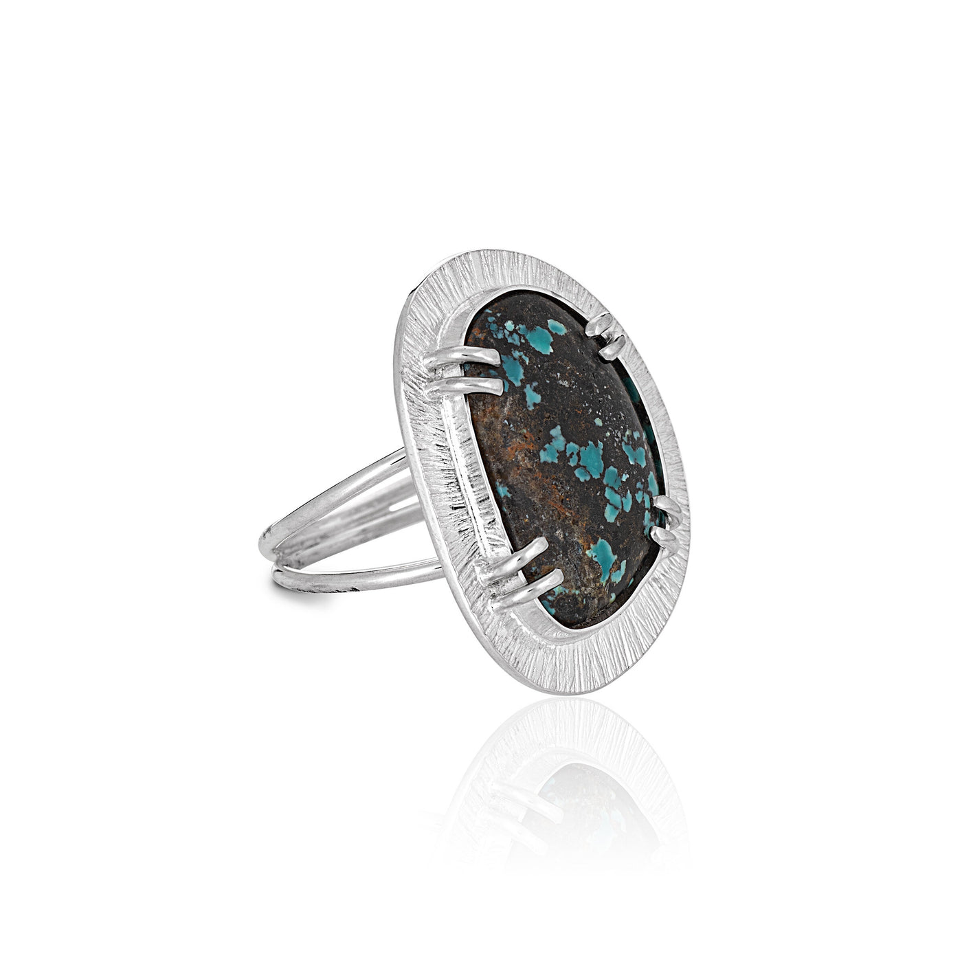 Turquoise Textured Frame Ring