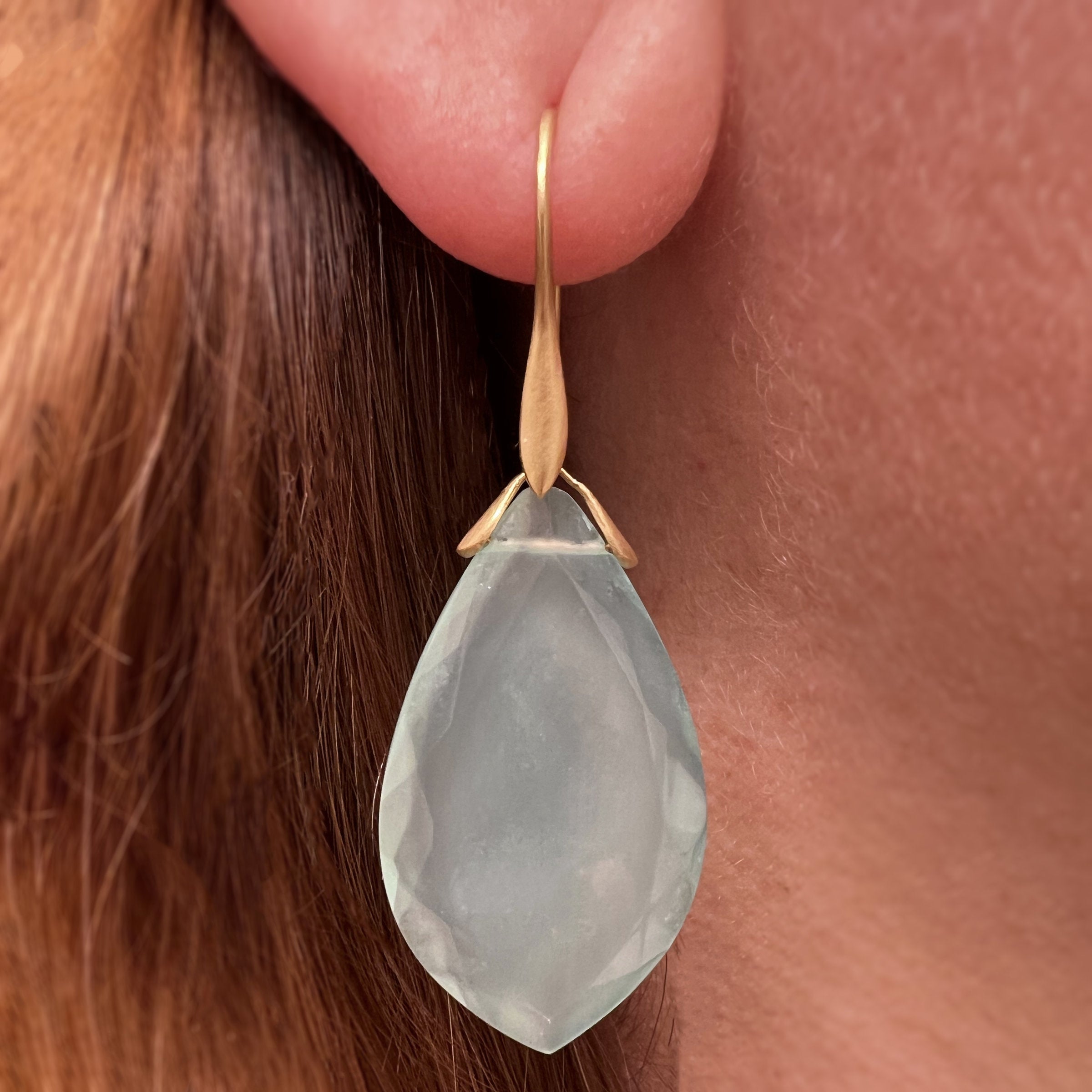 Chalcedony Leaf Trapeze Earrings
