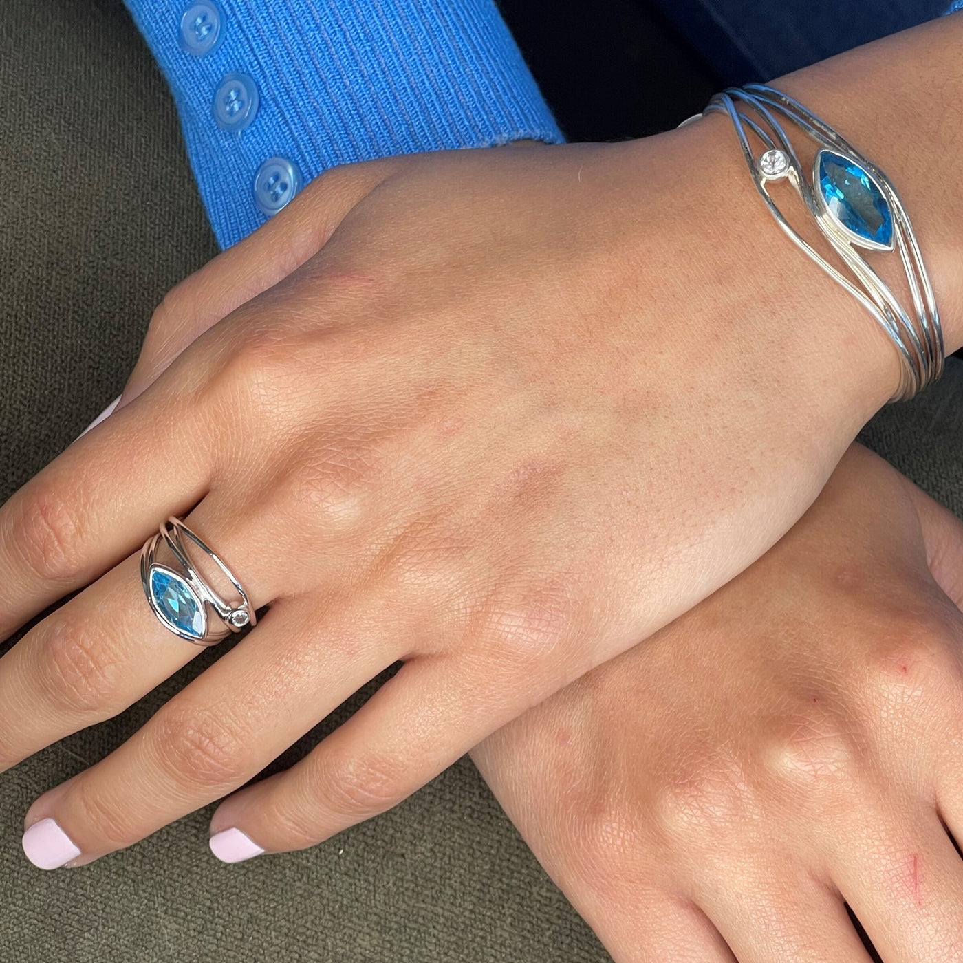 Silver & Blue Topaz Edge Bracelet