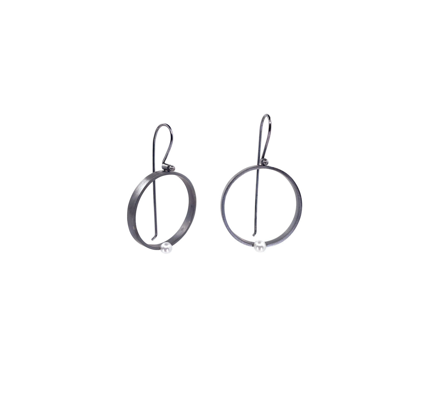 Open Circle Freshwater Pearl Earrings