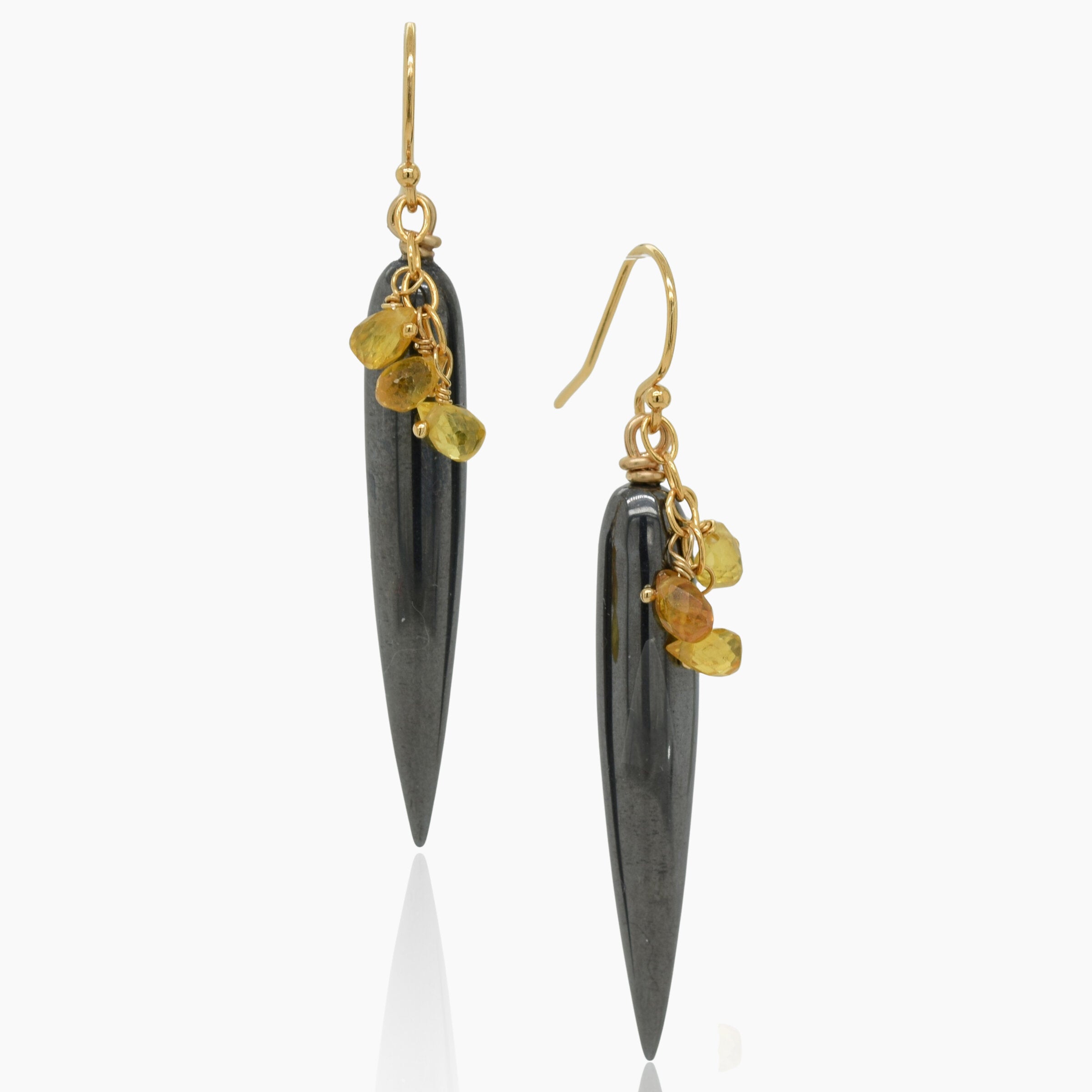 Hematite & Yellow Sapphire Earrings