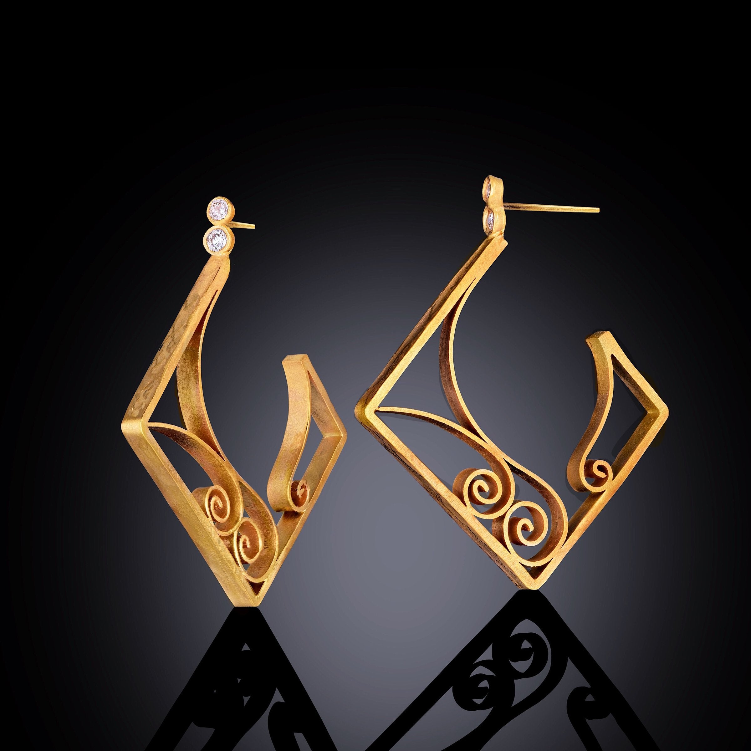 Diamonds Square Filigree Hoops