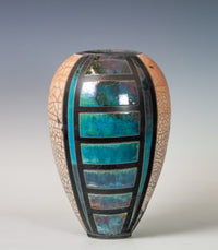Orange Naked Raku with Turquoise Ladder