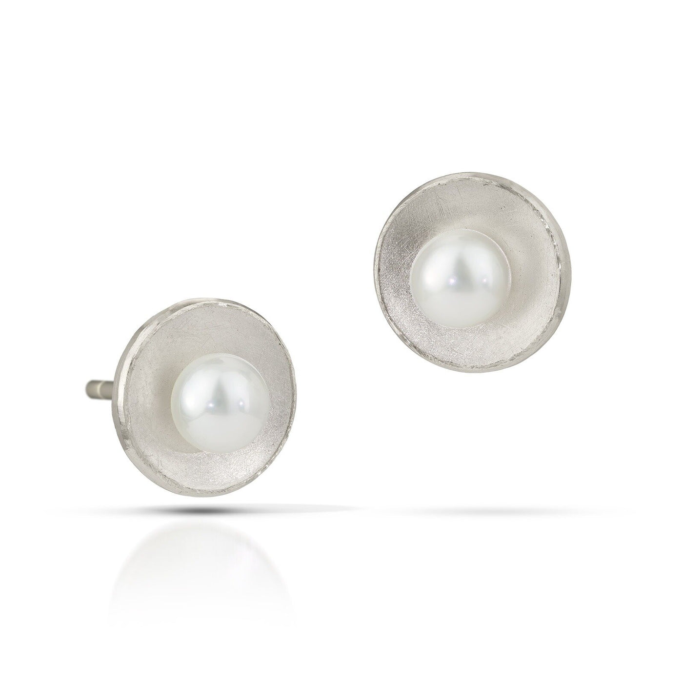 White Pearl, Small, Sterling Silver Posts