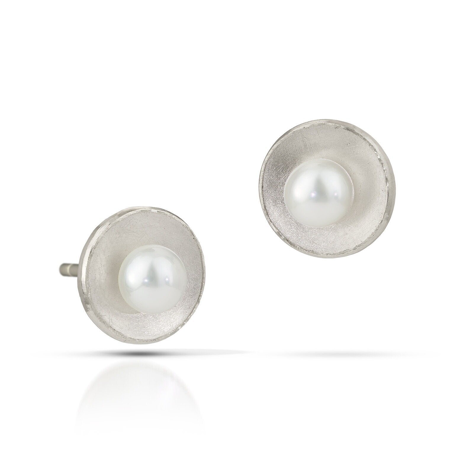 White Pearl, Small, Sterling Silver Posts
