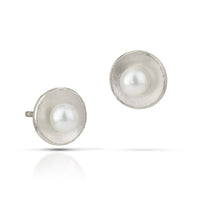White Pearl, Small, Sterling Silver Posts