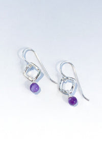 Open Square & Amethyst Earrings