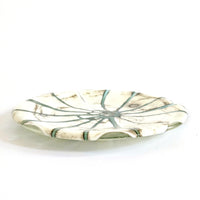 Cream and Light Aqua Sculptural Glass Bowl - Resilience Series