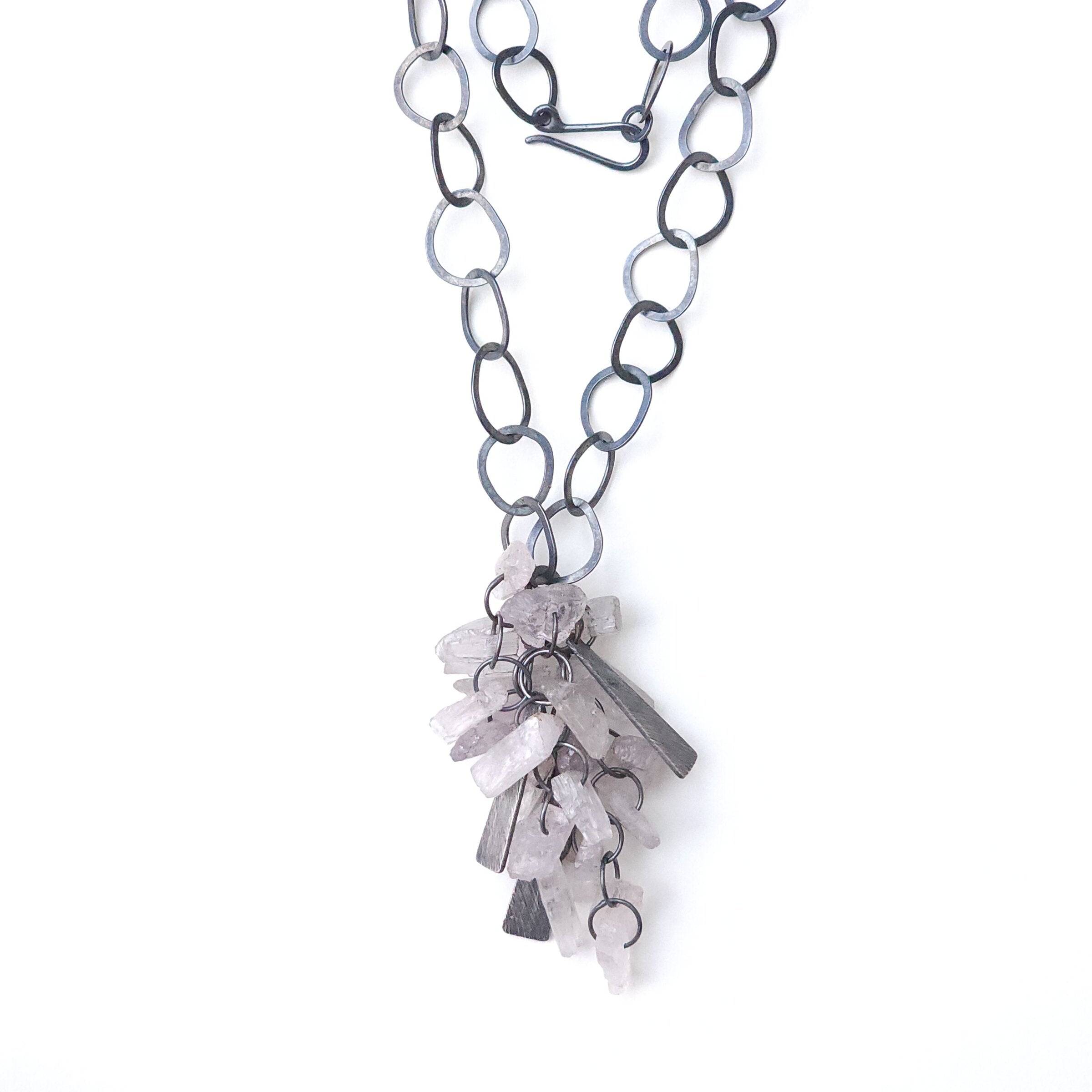 Carved Kunzite Cluster Necklace