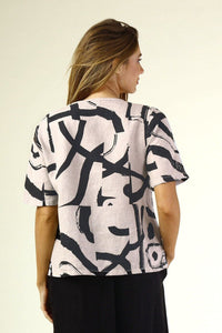 Linen Printed Pleat Top