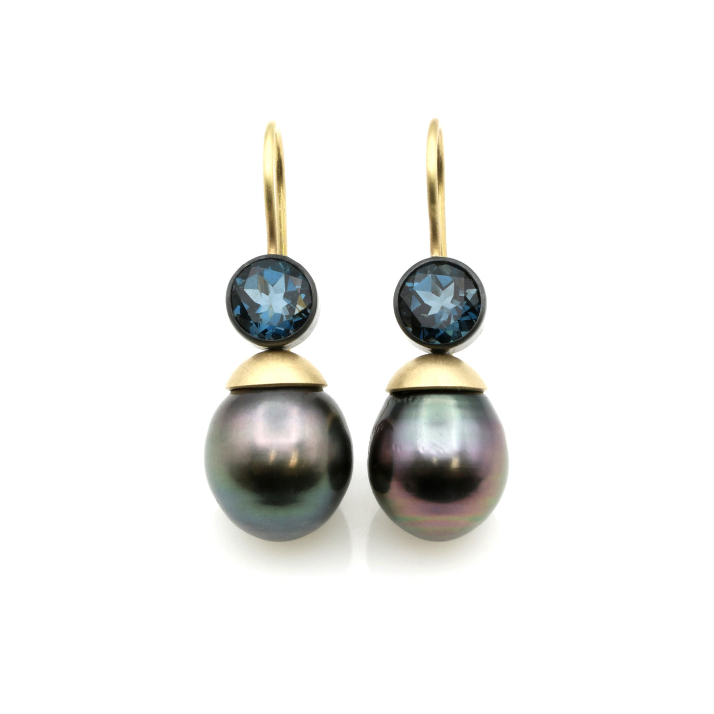 Topaz & Baroque Tahitian Pearl Earrings