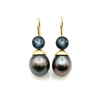 Topaz & Baroque Tahitian Pearl Earrings