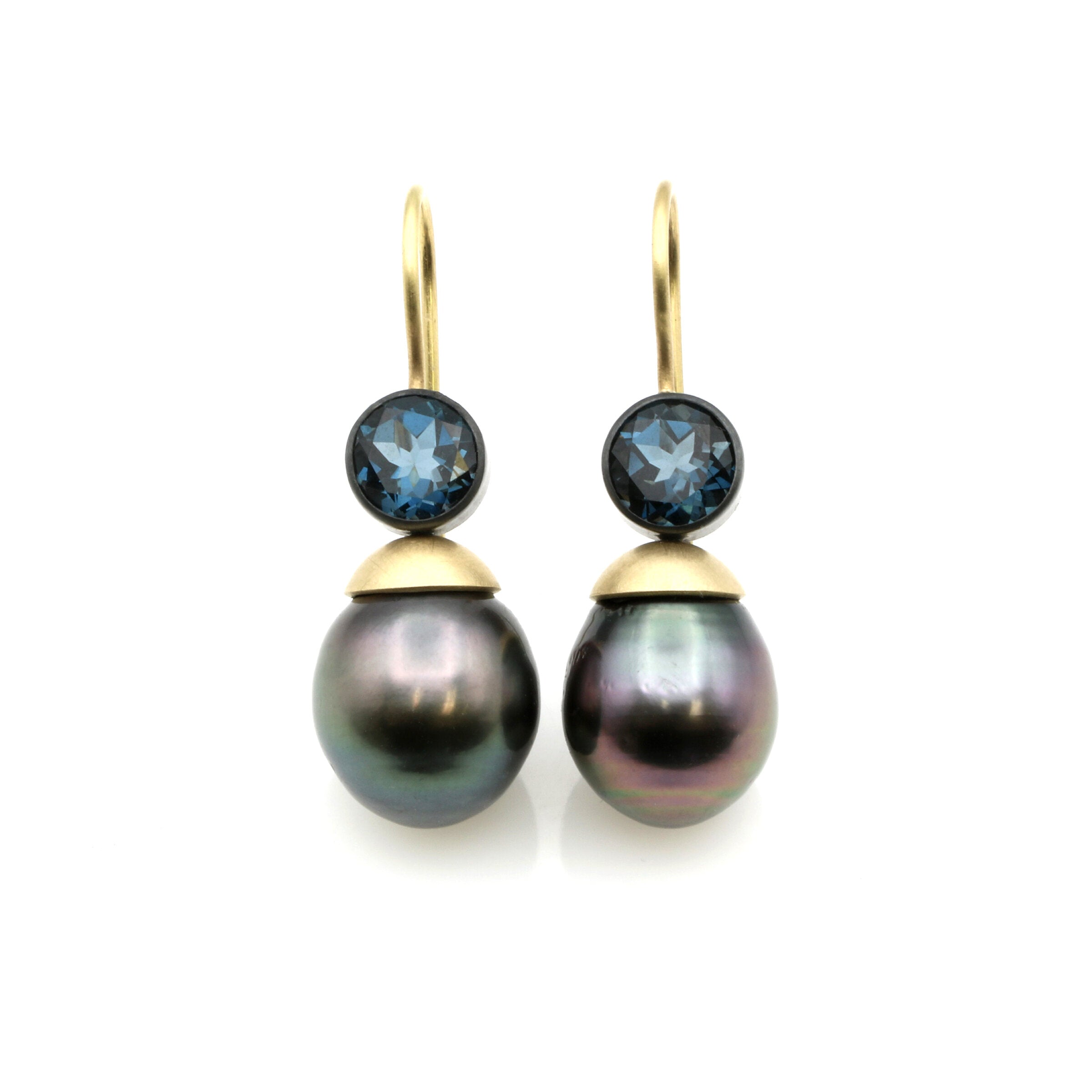 Topaz & Baroque Tahitian Pearl Earrings
