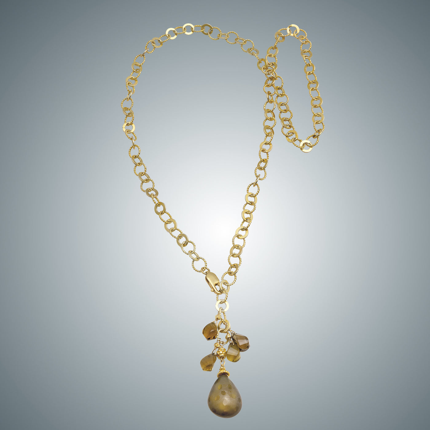 Faceted Beer Quartz and Vermeil Chain