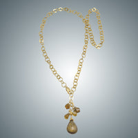 Faceted Beer Quartz and Vermeil Chain