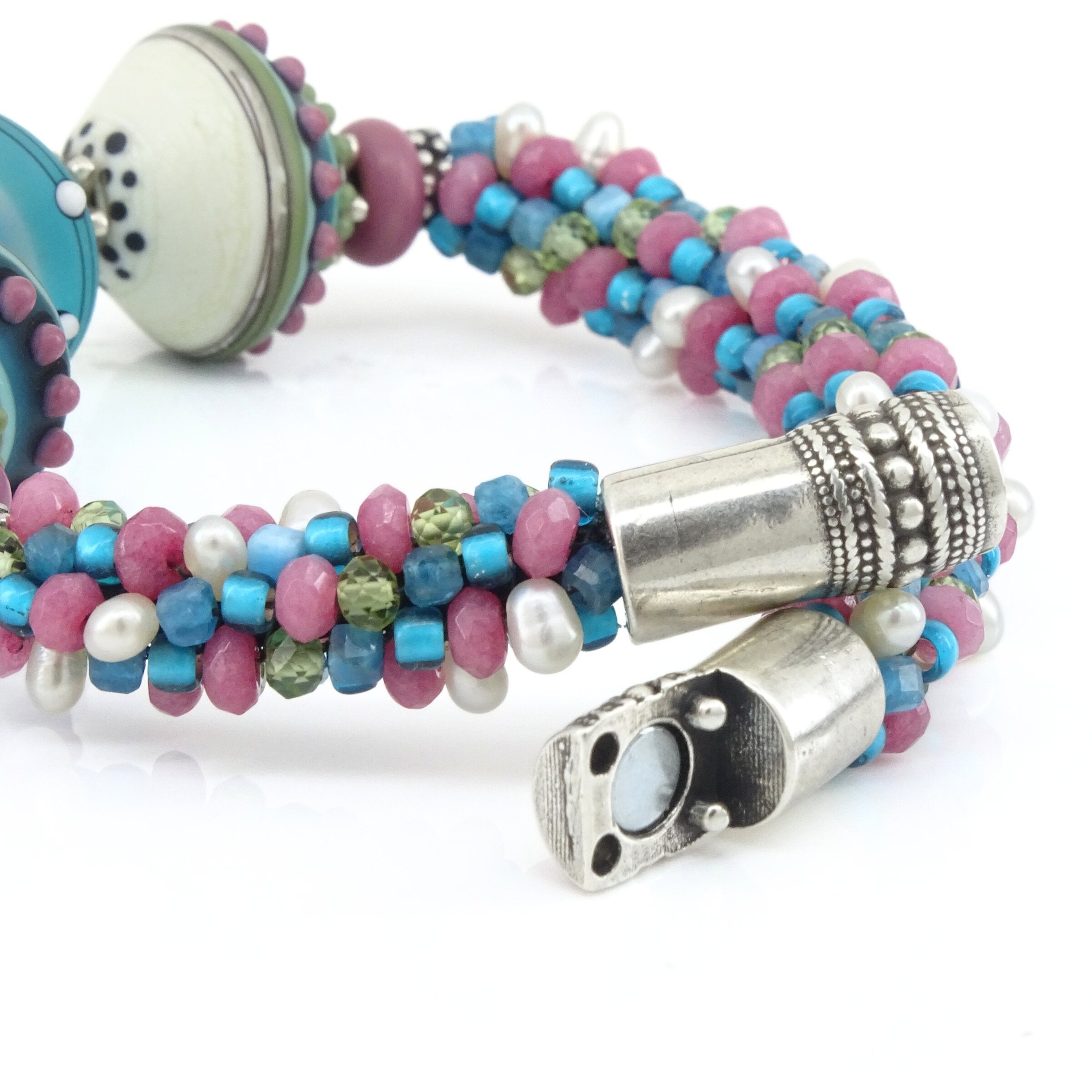 A Touch of Teal & Raspberry Bracelet
