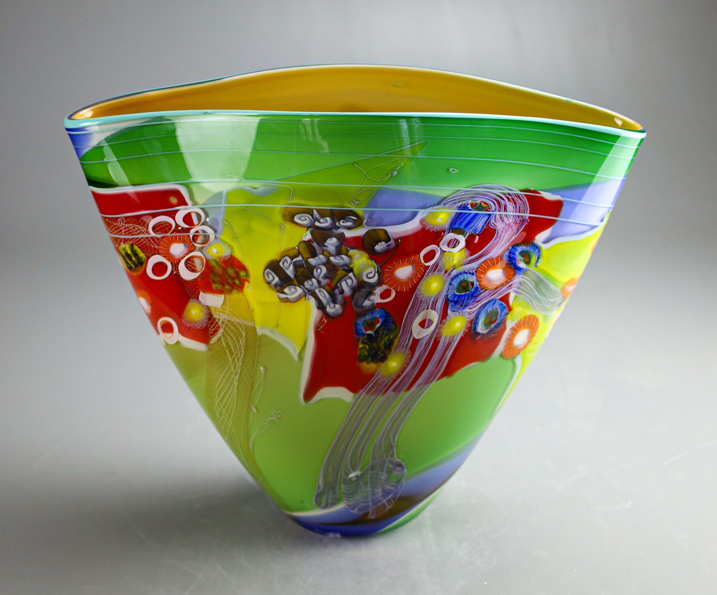 Color Field Vessel in Forest and Honey Yellow