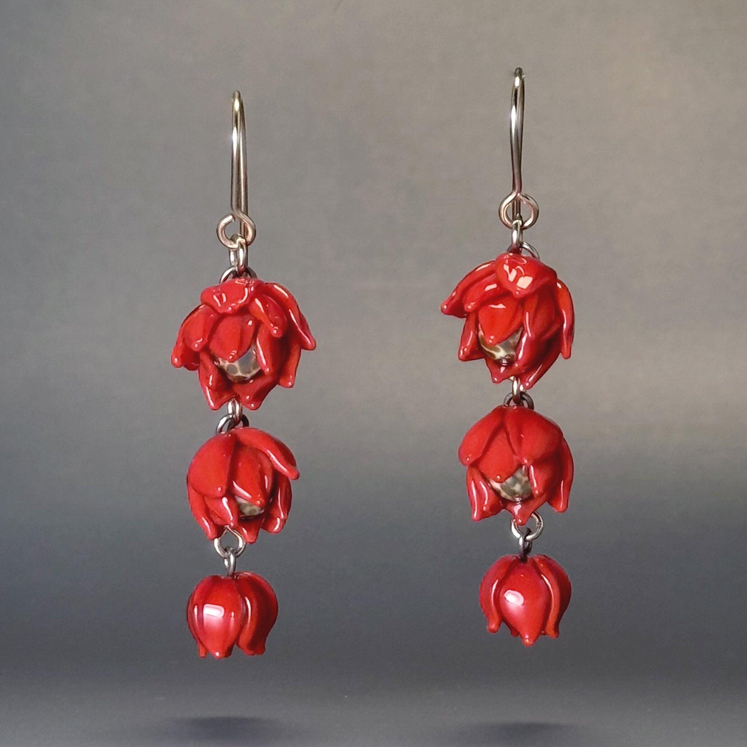 Cascading Flora in Red Earrings