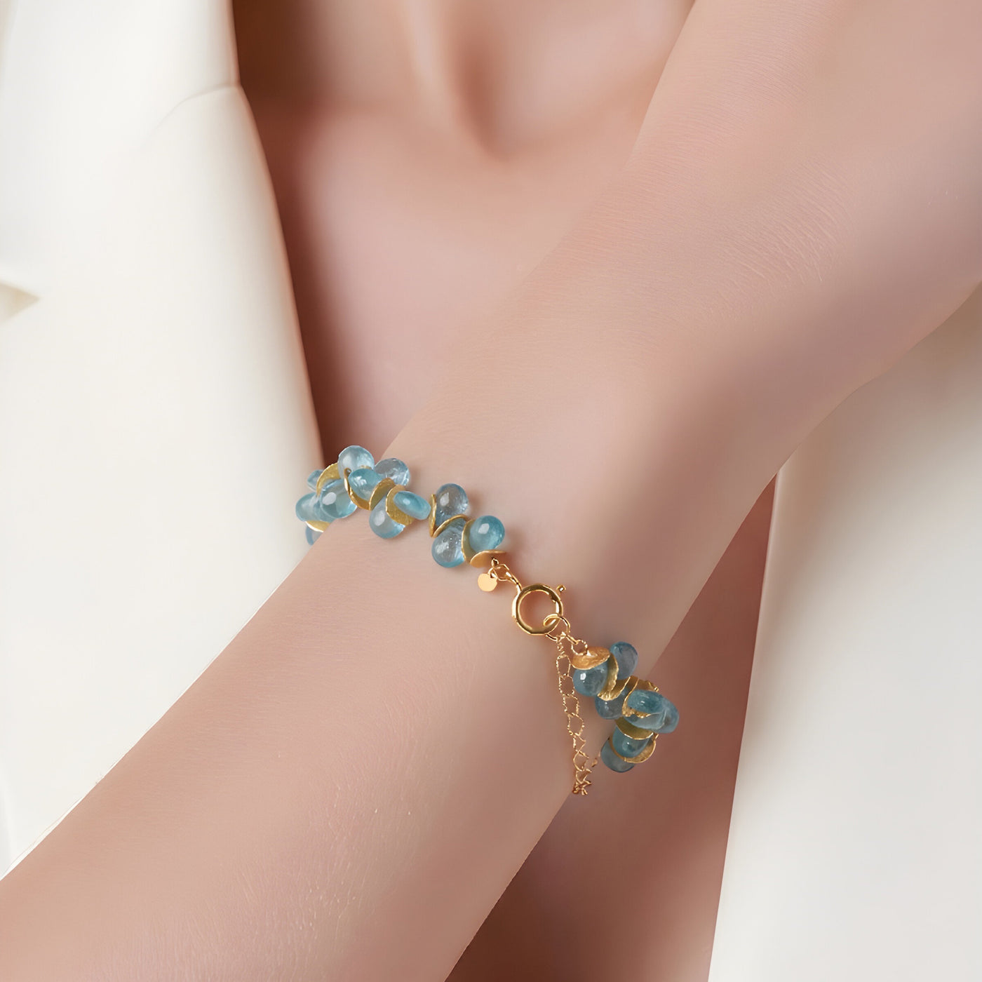 Aqua Apatite Signature Gold Bracelet