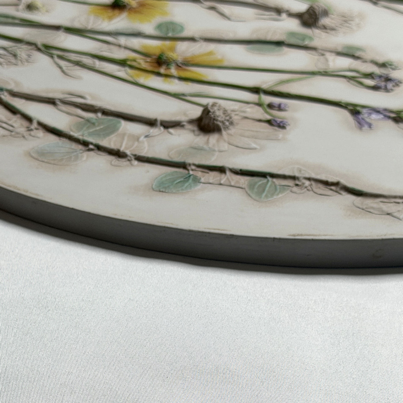 Blue Butterfly & Summer Flowers Oval Tile