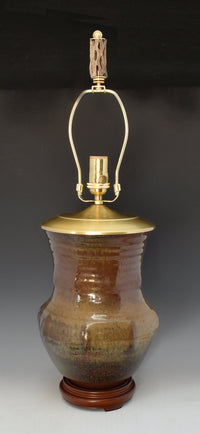 Stoneware Lamp with Amber Mica Shade