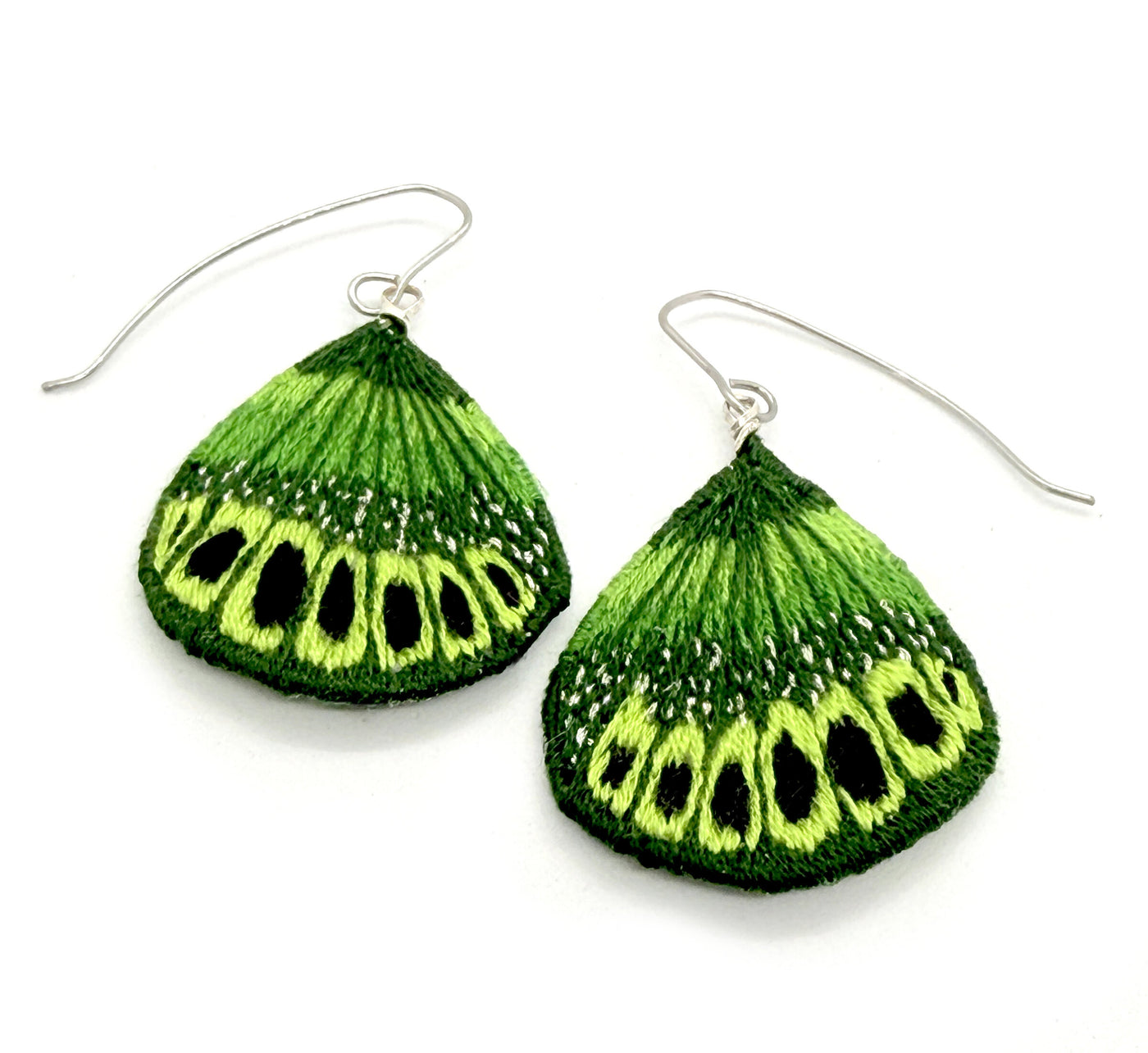 Green Butterfly Wing Earrings