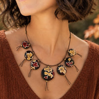 Golden Leaves Reversible Silk Necklace