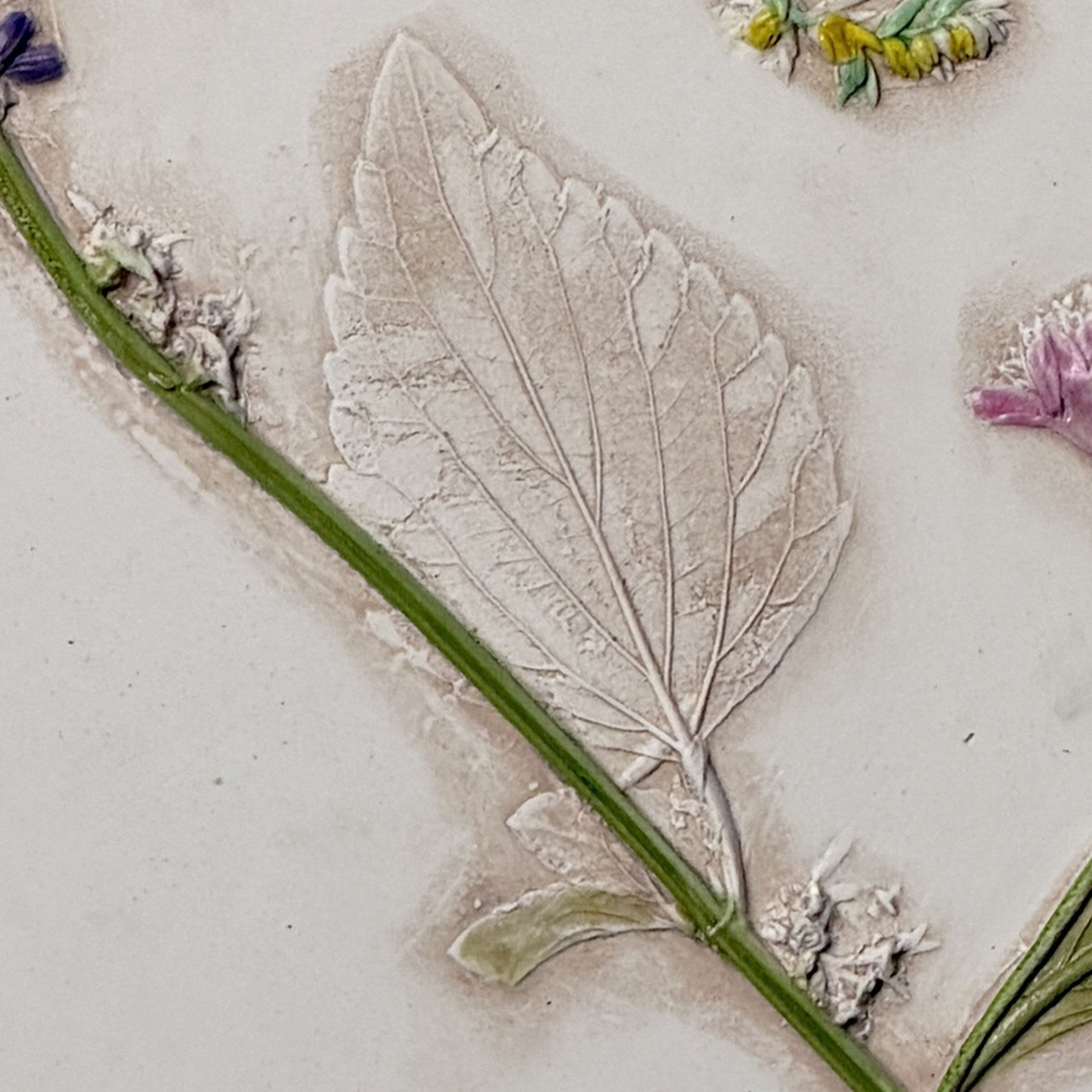 Yellow Sedum & Purple Salvia Heart Tile II