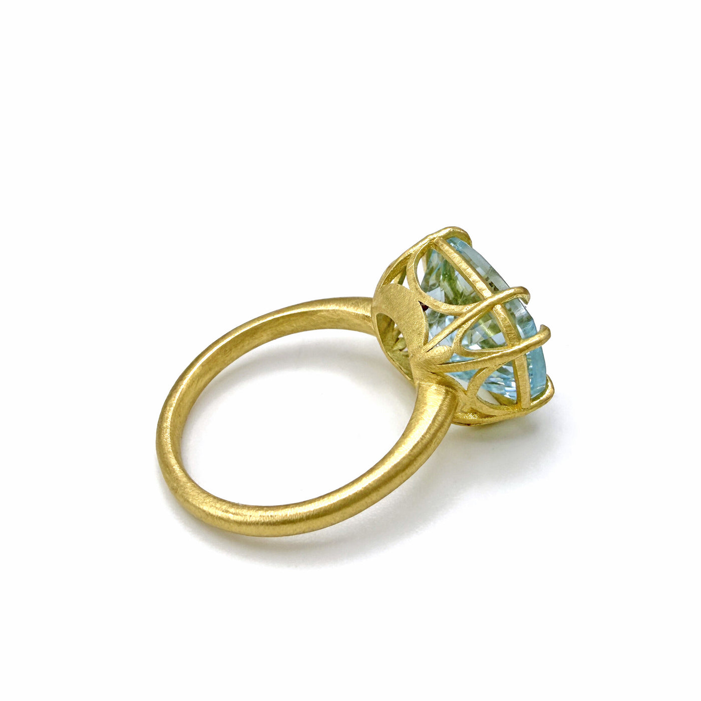 Cushion-Cut Aquamarine Aqueduct Ring